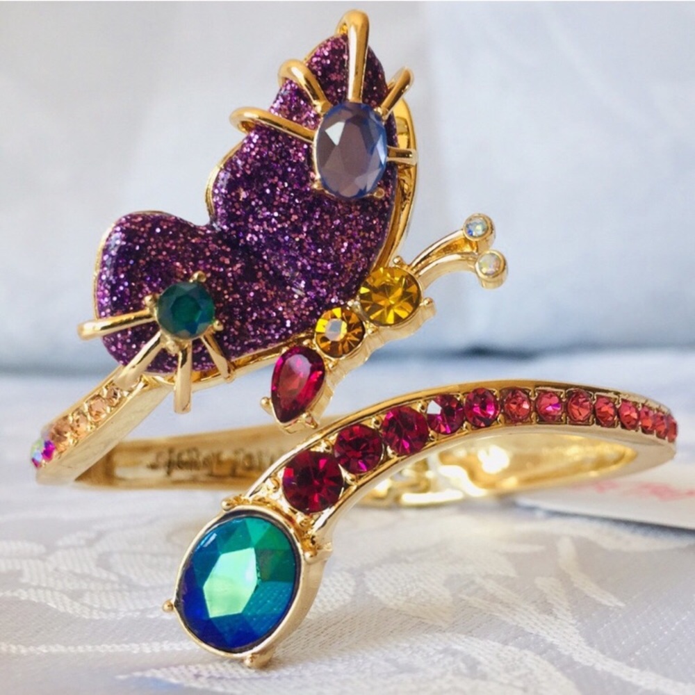 Betsey Johnson Multicolor Crystals Hinged Bracelet, NWT